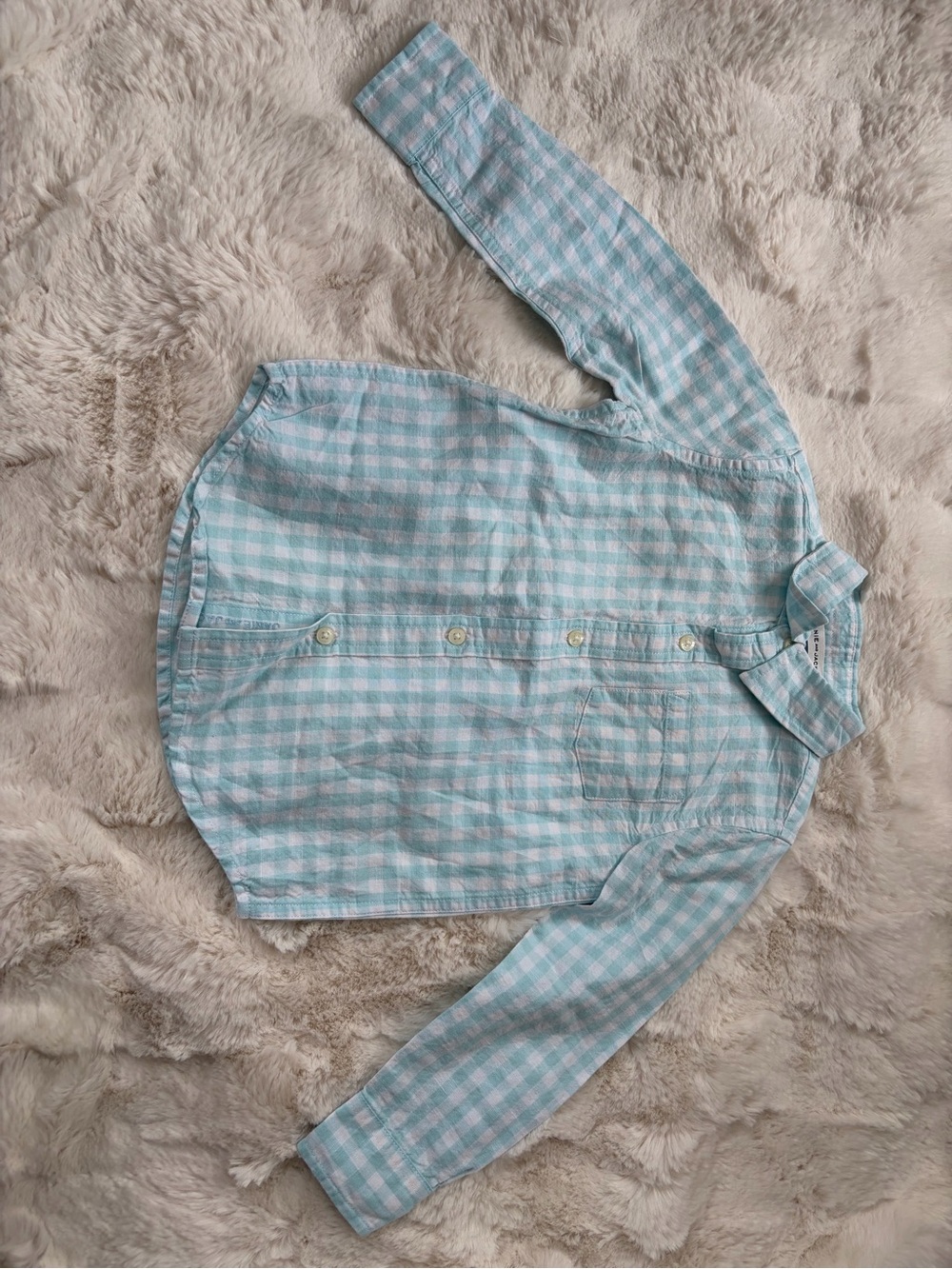 Janie and Jack Mint and White Gingham Shirt
